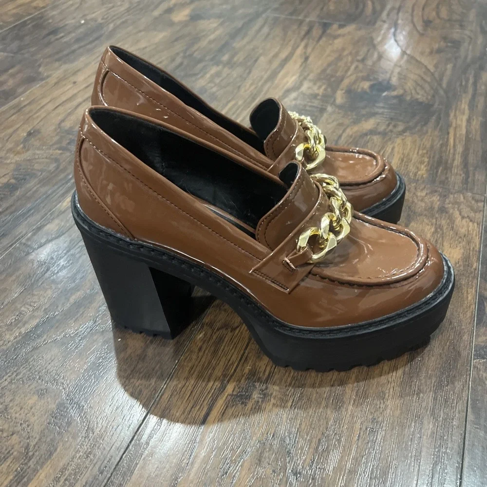 Steve Madden Girl Kassidy Platform Lug Sole Loafer Brown Women's 8.5